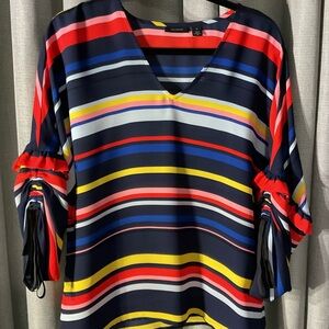 Kasper Women's Striped V-Neck Top - Multicolor